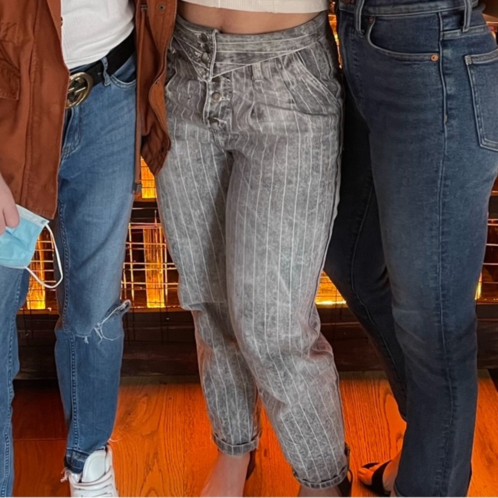 Pinstripe high waisted baggy pants